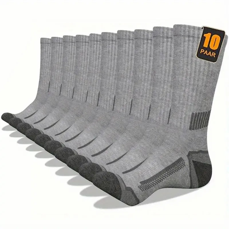 10 pares de calcetines largos deportivos a rayas de Color sólido para hombre, calcetines de ocio transpirables antiolor con absorción de sudor para todas las estaciones