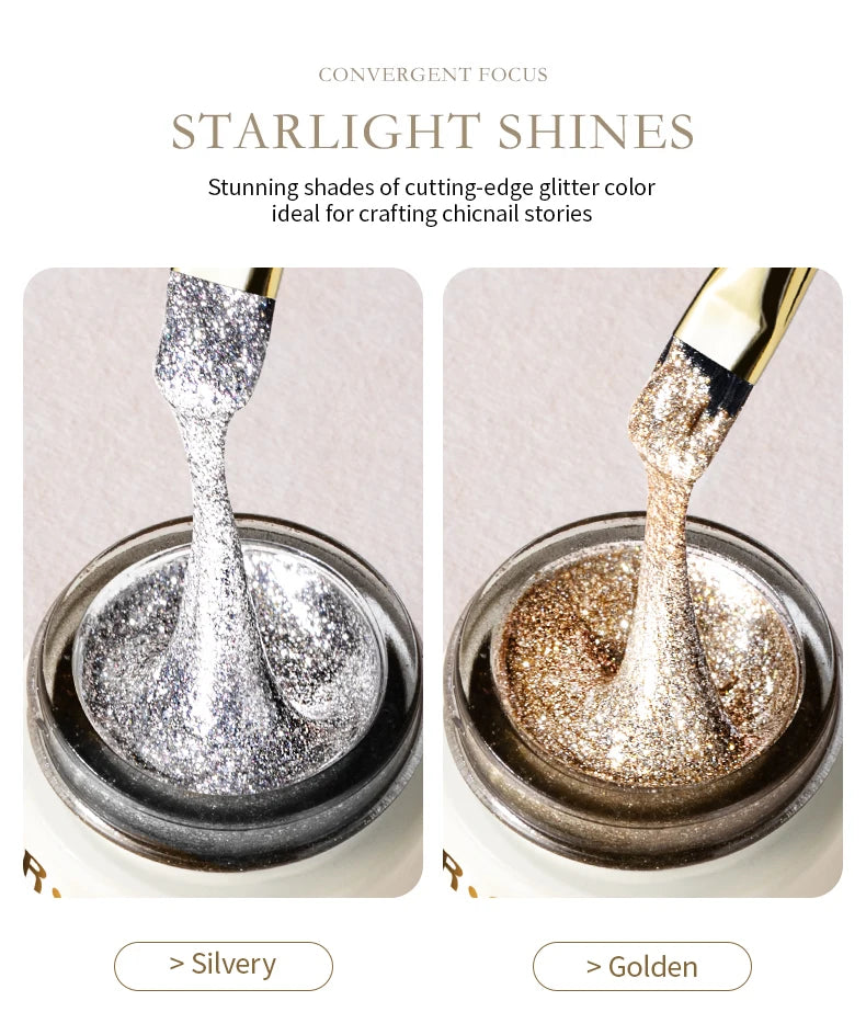 RSNAIL Esmalte de Uñas en Gel Platino Sin Capa Pegajosa 8g, Gel Metálico Brillante Dorado y Plateado para Delineado, Delineador para Dibujo Francés, Arte de Uñas DIY