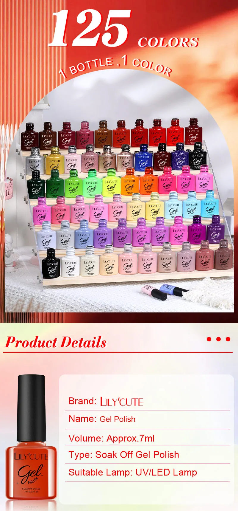 LILYCUTE-Juego de esmaltes en Gel para uñas, barniz semipermanente para manicura UV, serie café, 125 colores, 7ml, 6 unidades por Set