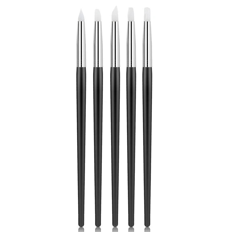 Juego de 5 Pinceles de Silicona para Uñas, Esmalte de Gel UV, Pincel para Puntos 3D, Herramientas Profesionales para Manicura DIY