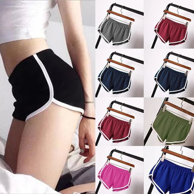 Pantalones cortos deportivos para mujer, novedad de verano 20224, pantalones cortos ajustados antivaciados de Color caramelo, pantalones cortos informales con cintura elástica para playa Correndo