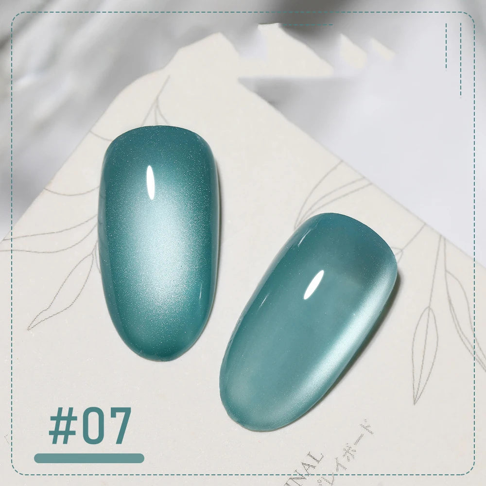 5 g/botella de Gel de ojo de gato para uñas de luz de luna blanca, esmalte de Gel satinado magnético, barniz de manicura de fototerapia con purpurina en remojo de 9 colores