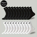 Calcetines deportivos para hombre 20 piezas/10 pares, calcetines deportivos transpirables blancos y negros, calcetines cómodos acolchados para correr, gimnasio y uso diario