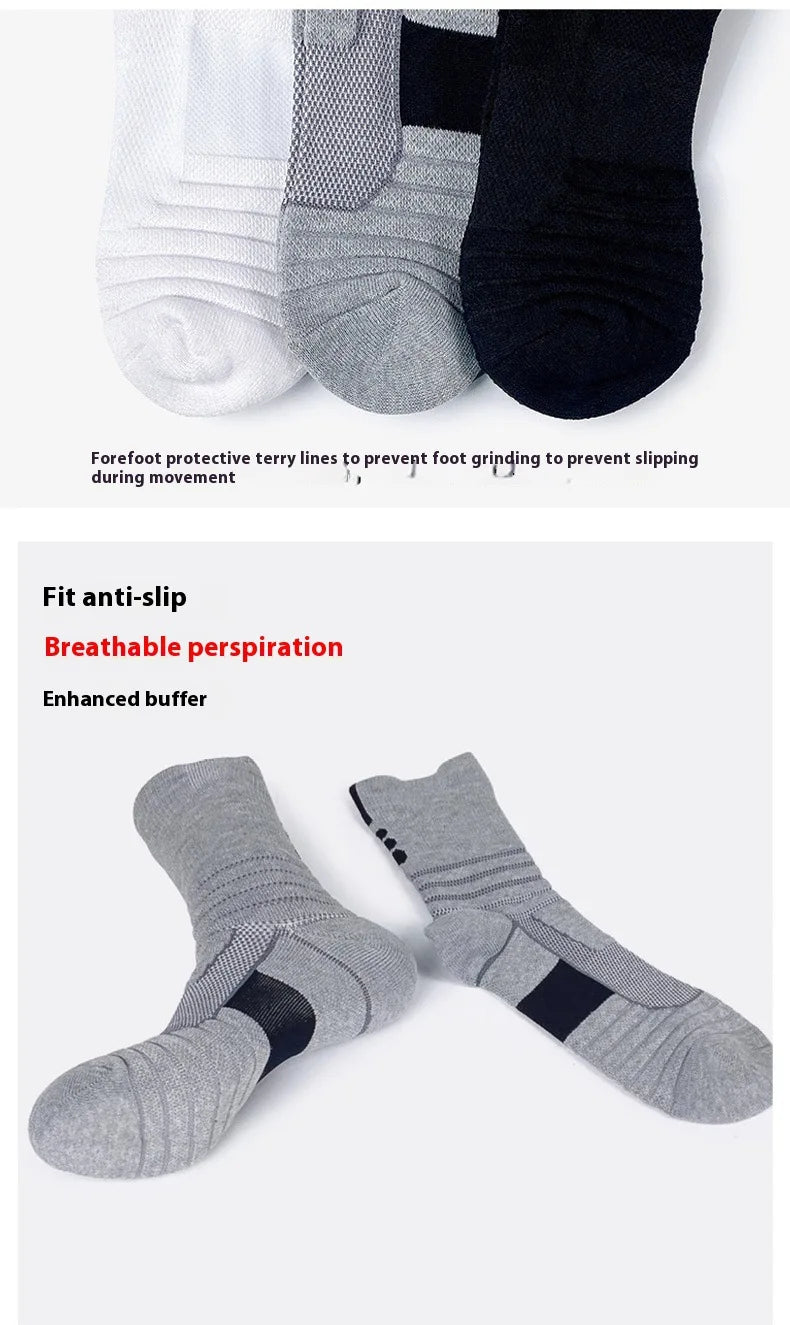 Calcetines deportivos de tubo medio para hombre, bádminton para correr, calcetines para exteriores, calcetines de lana, calcetines de baloncesto antideslizantes y absorbentes del sudor