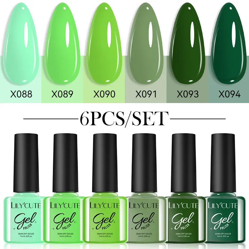 LILYCUTE-Juego de esmaltes en Gel para uñas, barniz semipermanente para manicura UV, serie café, 125 colores, 7ml, 6 unidades por Set