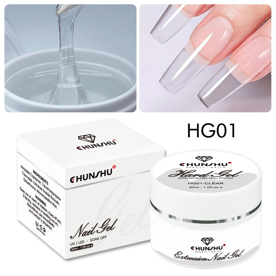Gel duro de 30ML para extensión de uñas, Gel constructor blanco lechoso, refuerzo autonivelante, Gel para uñas, manicura de camuflaje