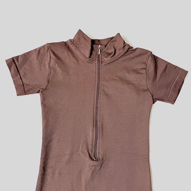 Mono de manga corta con cremallera para mujer, ropa deportiva para gimnasio, Fitness, monos deportivos, ropa de entrenamiento a la moda para correr, verano