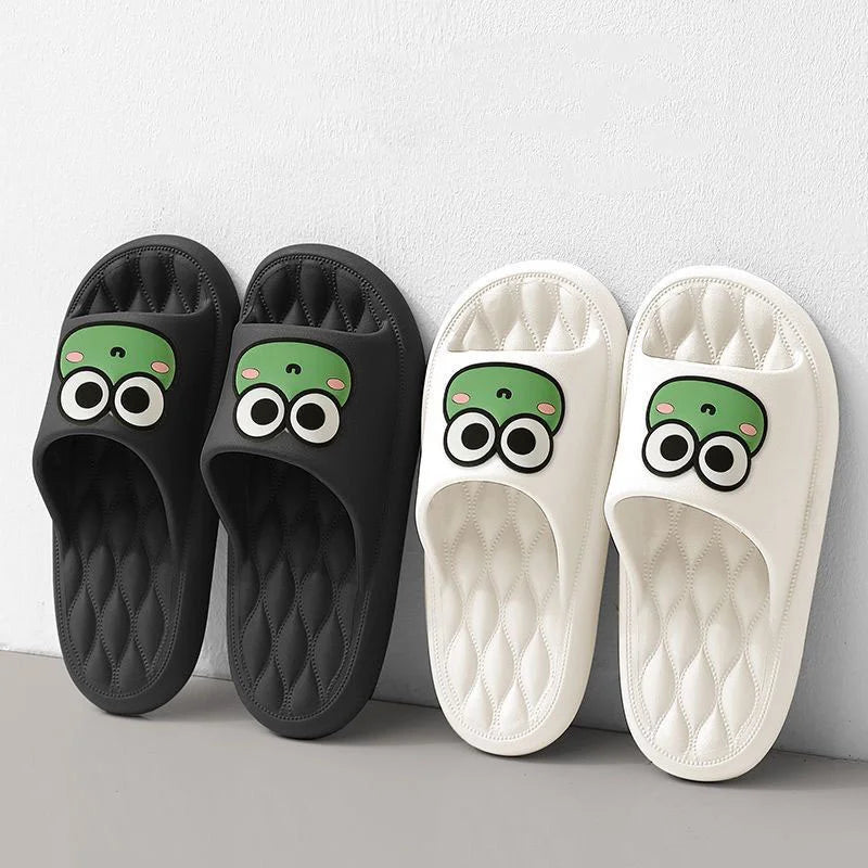 Chanclas antideslizantes para el baño, sandalias suaves de rana de dibujos animados, playa, Verano