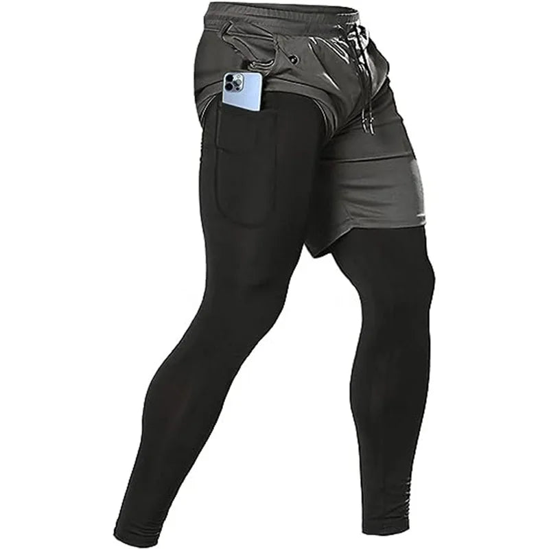 Pantalones deportivos para hombre, chándales atléticos de entrenamiento 2 en 1, ropa deportiva, pantalones de entrenamiento para hombre, pantalones para correr, gimnasio, Fitness, pantalones para correr para hombre
