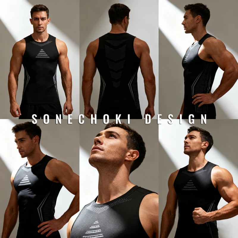 Camiseta de Compresión sin Mangas para Hombre, Ropa Deportiva de Secado Rápido con Estampado, Chaleco Deportivo Masculino para Fitness, Culturismo y Entrenamiento Muscular