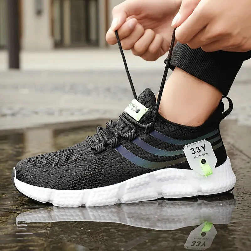 Zapatos deportivos informales para hombre, zapatillas ligeras transpirables, zapatillas de correr negras de malla para exteriores, zapatillas deportivas para correr Tenis para caminar