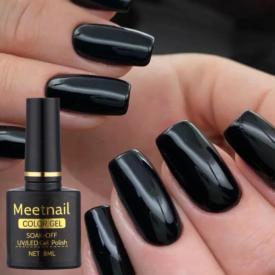 Juego de esmaltes de uñas en Gel, color blanco y negro, 8Ml, semipermanente, barniz LED UV, herramientas de manicura, diseño DIY, laca para manicura, 2 uds.