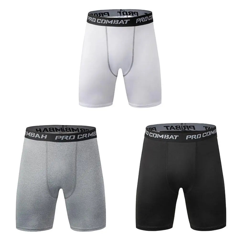 Mallas deportivas para hombre, medias de compresión elásticas para Fitness, secado rápido, pantalones cortos elásticos de entrenamiento para correr