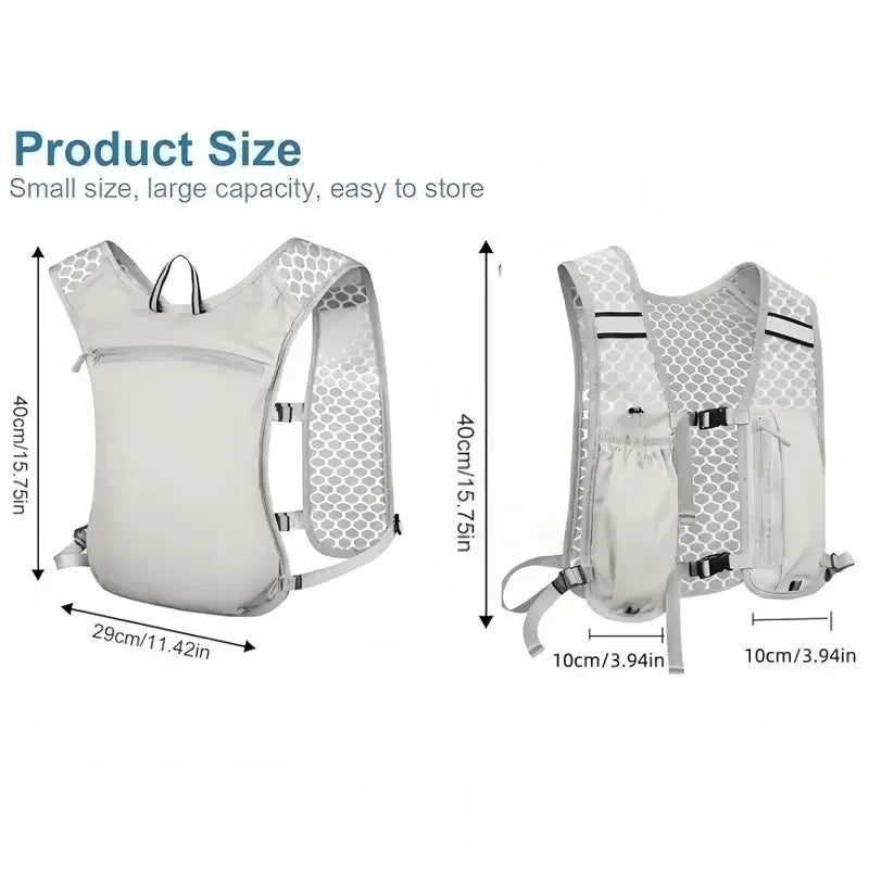 Chaleco para Correr, Mochila para Correr con Botella de Agua, Ligero, Transpirable, Bolsillos Extra Grandes, Paquetes de Hidratación para Mujeres y Hombres