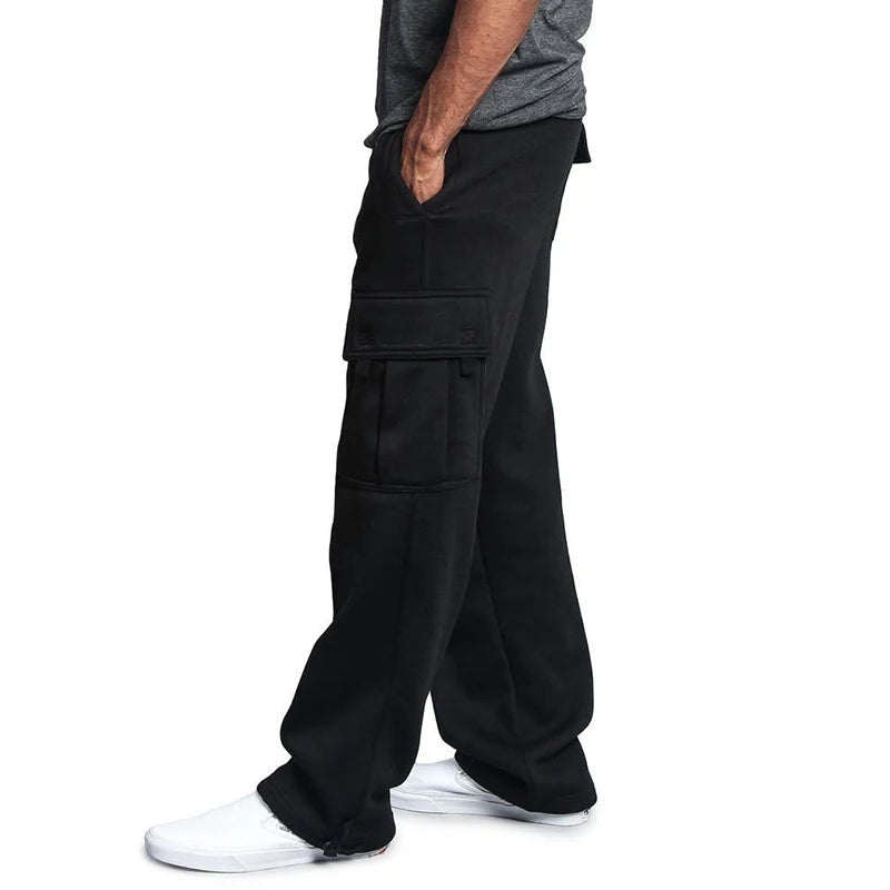 Pantalones de chándal de Ajuste Recto para hombre, ropa de calle para deportes y Joggers, pantalones largos holgados de gran tamaño con cordón, pantalones con múltiples bolsillos