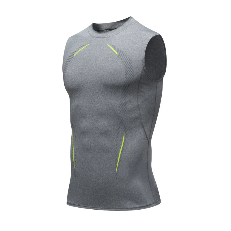 Camiseta de Compresión sin Mangas para Hombre, Ropa Deportiva de Secado Rápido con Estampado, Chaleco Deportivo Masculino para Fitness, Culturismo y Entrenamiento Muscular