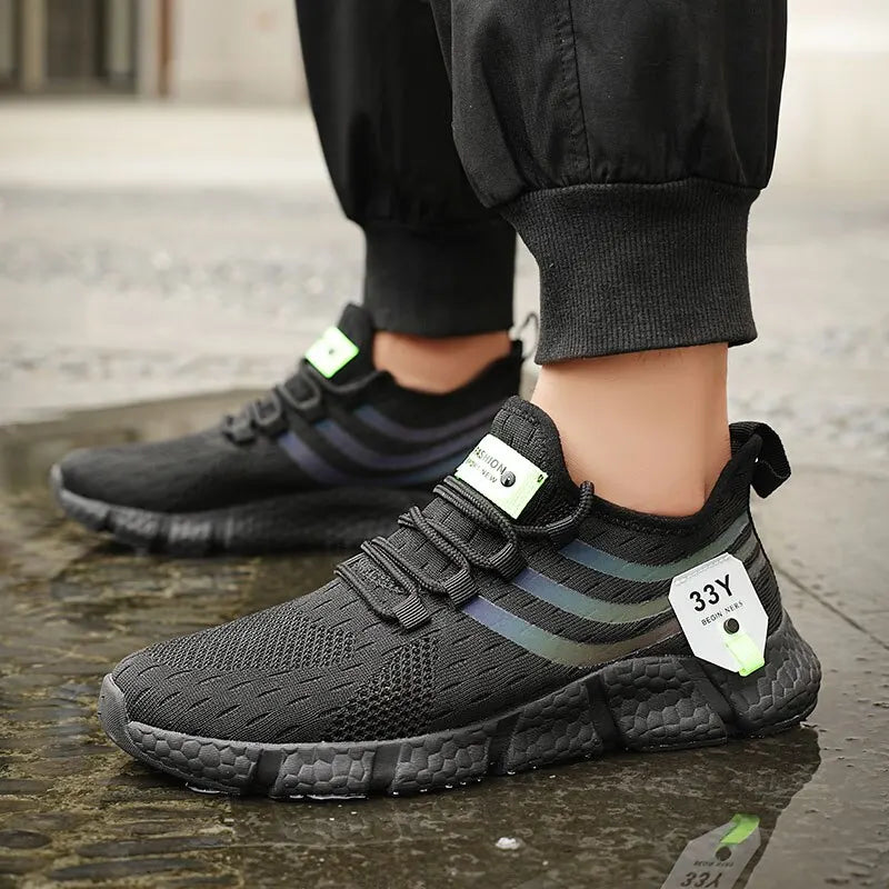 Zapatos deportivos informales para hombre, zapatillas ligeras transpirables, zapatillas de correr negras de malla para exteriores, zapatillas deportivas para correr Tenis para caminar