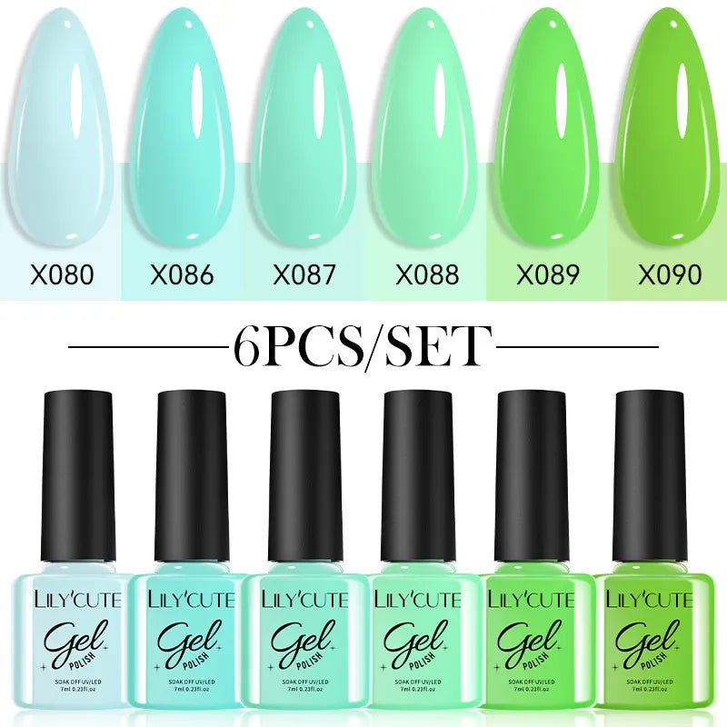 LILYCUTE-Juego de esmaltes en Gel para uñas, barniz semipermanente para manicura UV, serie café, 125 colores, 7ml, 6 unidades por Set