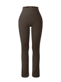 Leggings Sólidos para Mujer, Pantalones de Yoga de Punto Sin Costuras, Pantalones Acampanados, Leggings Deportivos Casuales Ajustados de Cintura Alta con Efecto Levanta Glúteos