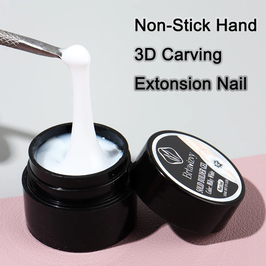 Gel de Escultura 3D Blanco Perla de 5ml para Uñas, Gel de Extensión Antiadherente, Gel para Modelar y Tallar Flores, Decoración de Uñas DIY