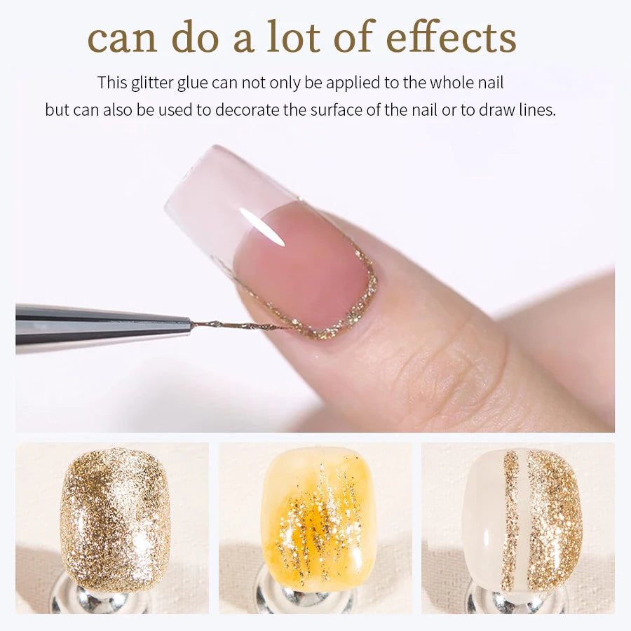 RSNAIL Esmalte de Uñas en Gel Platino Sin Capa Pegajosa 8g, Gel Metálico Brillante Dorado y Plateado para Delineado, Delineador para Dibujo Francés, Arte de Uñas DIY