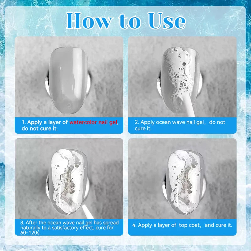 Esmalte de uñas en gel NICOLE DAIRY 15ml, efecto olas de mar, color blanco, para manicura de verano, barniz de uñas UV LED, gel removible para decoración de uñas.