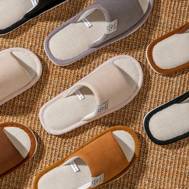 Zapatillas para hombre, zapatillas de casa de interior de suela blanda antideslizantes para primavera y verano, zapatillas cómodas de lino para todas las estaciones