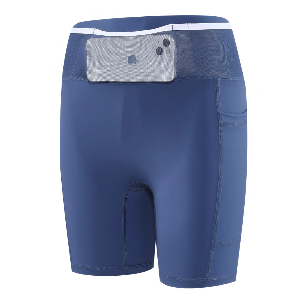 Pantalones Cortos de Running para Hombre con Riñonera, Compresión, Mallas Deportivas para Yoga, Fitness, Deporte al Aire Libre, Secado Rápido