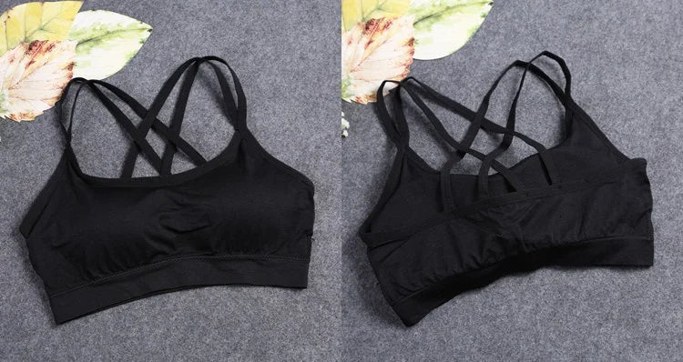 Ropa interior deportiva para mujer, top corto sin costuras para yoga y fitness, con tirantes anchos con letras, cómodo para entrenamiento, ropa deportiva sin aros en la espalda