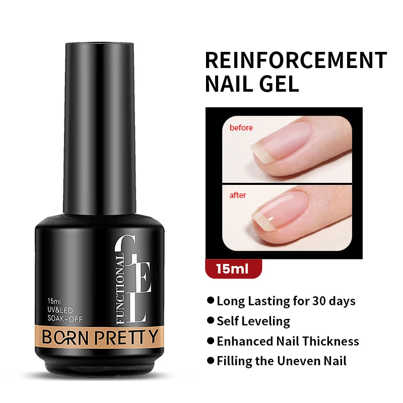 BORN PRETTY-esmalte de uñas en Gel con Base de goma, color rosa lechoso, brillo, barniz semipermanente de 15ml, Gel LED UV autonivelante
