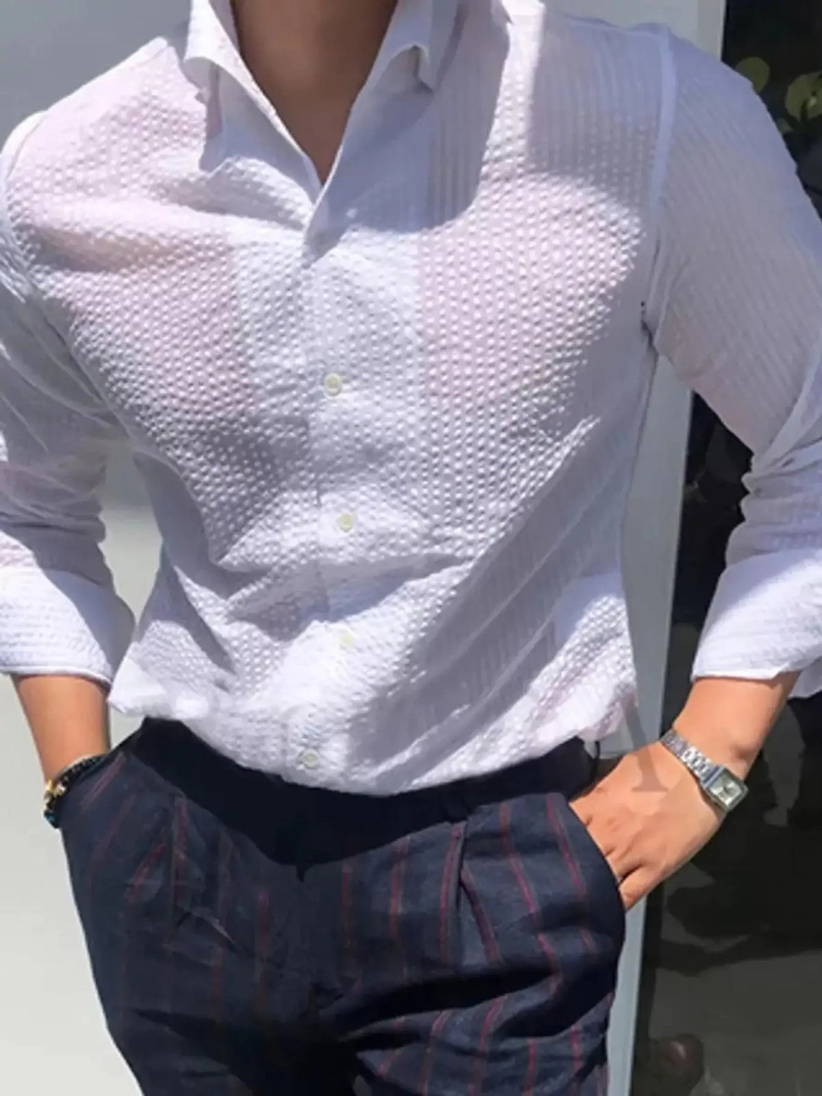 Camisa de Manga Larga a Rayas para Hombre, Corte Holgado, Elegante, Cómoda, Informal, para Todas las Temporadas, Ideal para Actividades al Aire Libre