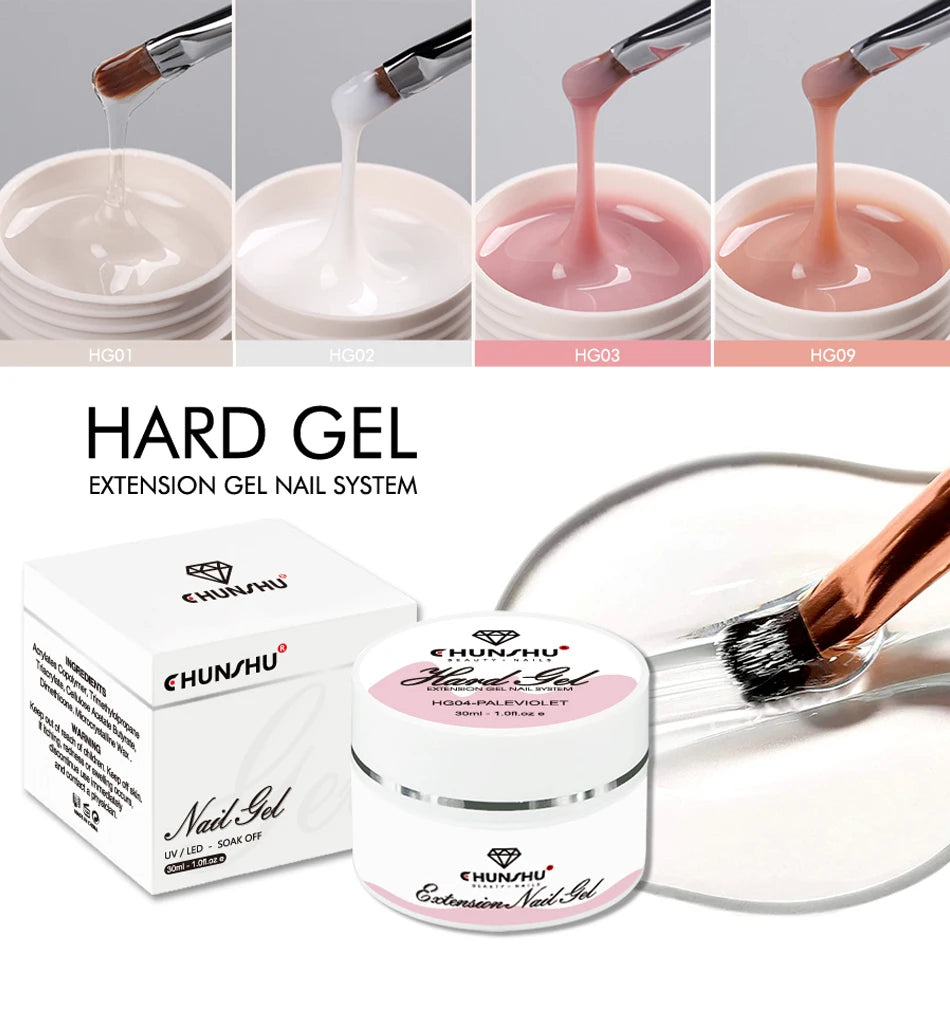Gel duro de 30ML para extensión de uñas, Gel constructor blanco lechoso, refuerzo autonivelante, Gel para uñas, manicura de camuflaje