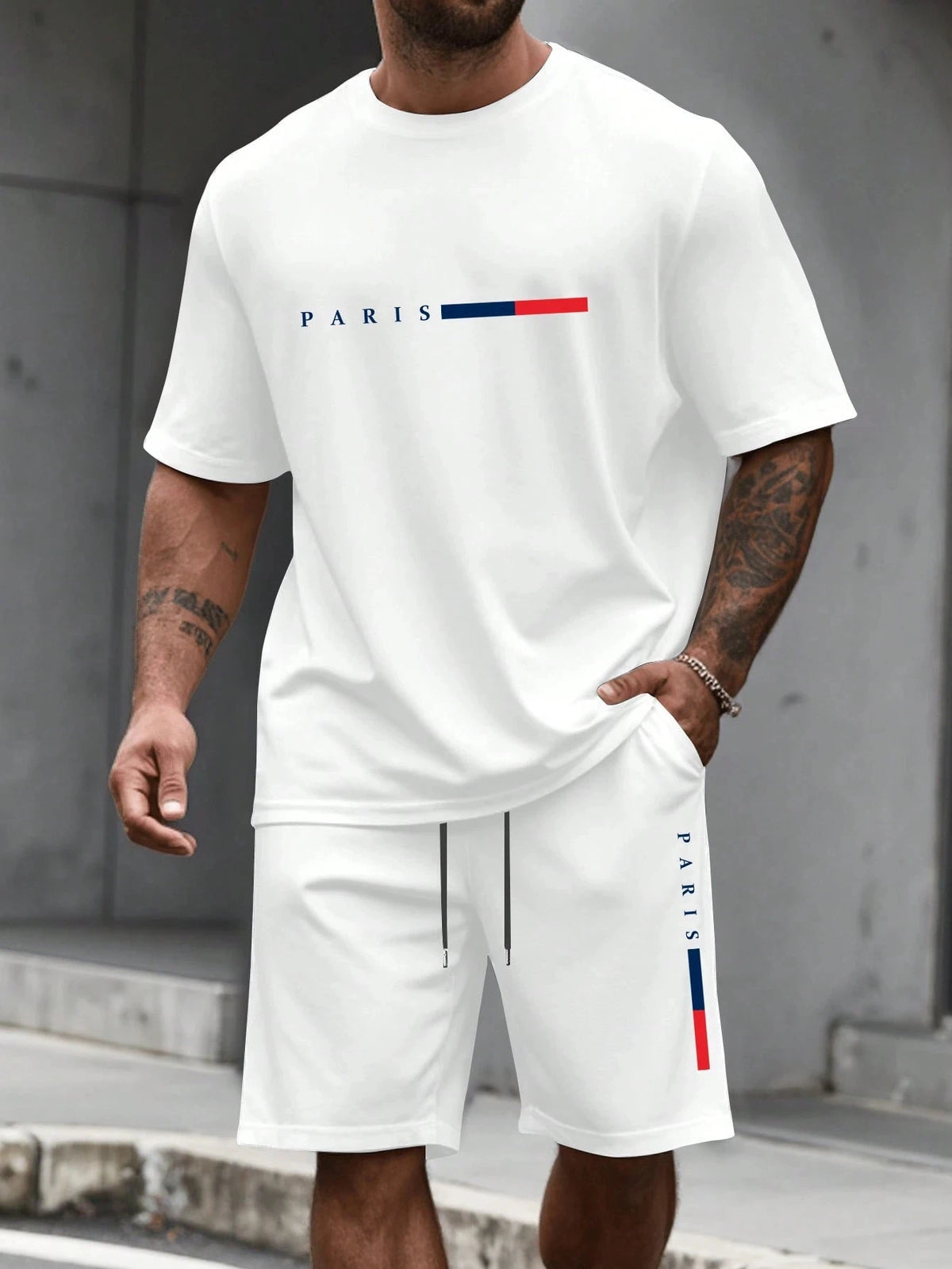 Conjunto Deportivo para Hombre de 2 Piezas  Conjunto de Camiseta de Manga Corta con Cuello Redondo y Pantalones Cortos para Hombre, Traje Deportivo, Camisetas de Talla Grande, Ropa Masculina, Camiseta de Verano