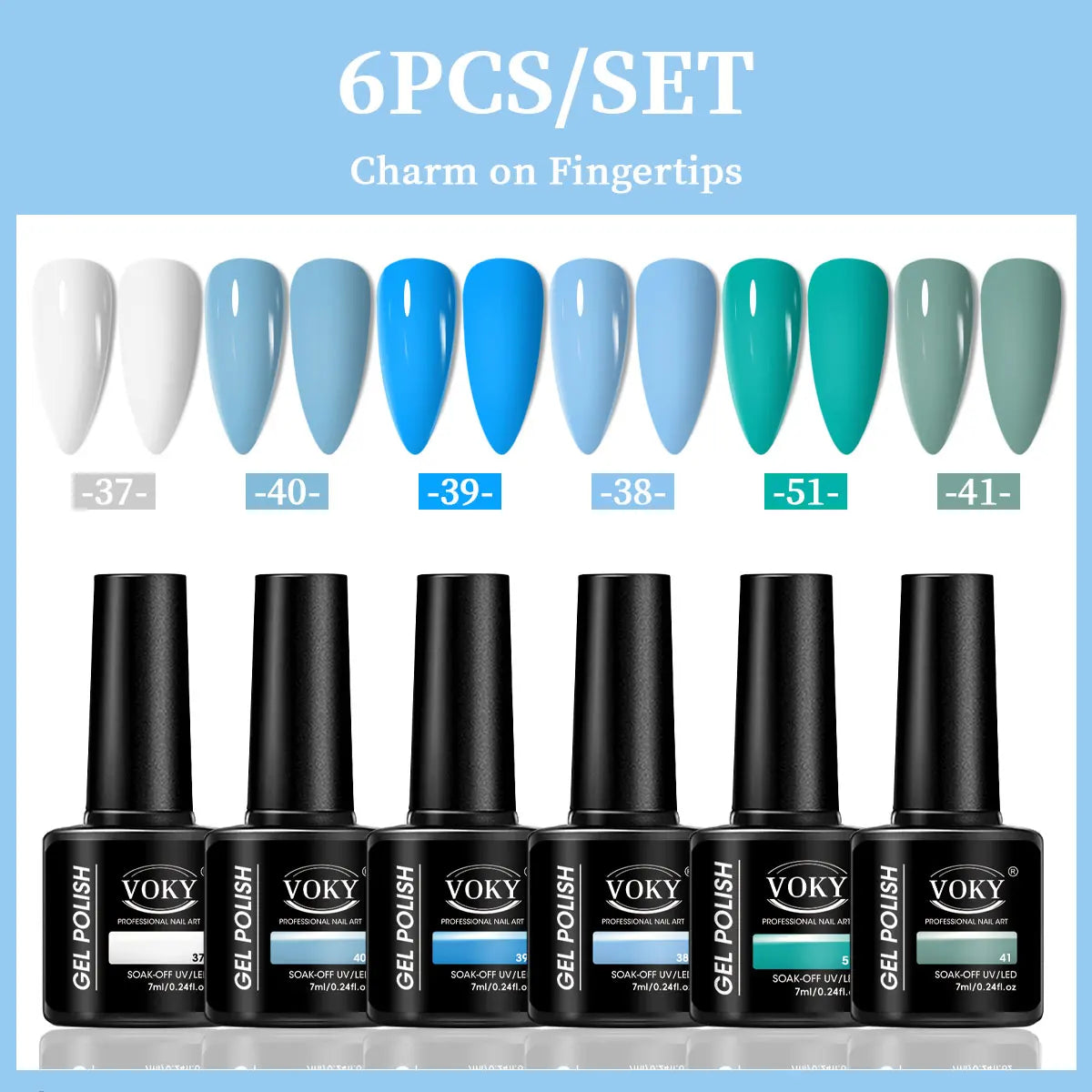 VOKY Juego de 6 piezas de gel para uñas, gel para uñas de moda de temporada, el regalo perfecto para que las damas durante los festivales