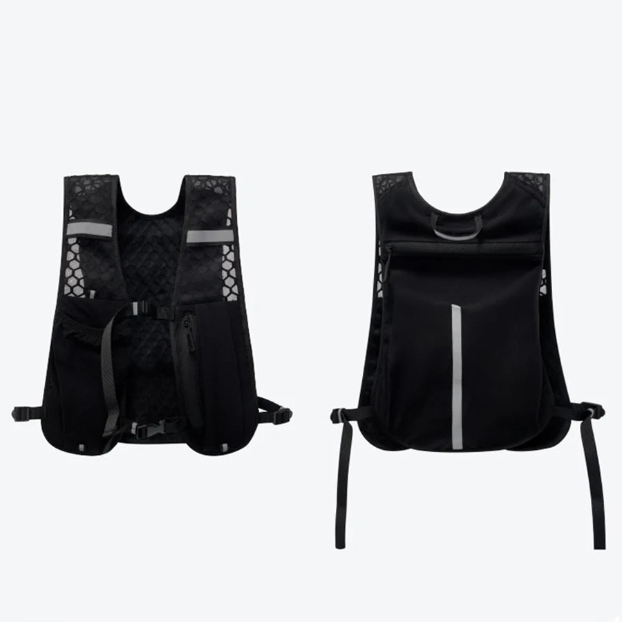 Chaleco de almacenamiento para correr en bicicleta, chaleco ligero para correr, paquete de pecho de agua de hidratación reflectante con bolsillo de almacenamiento para teléfono