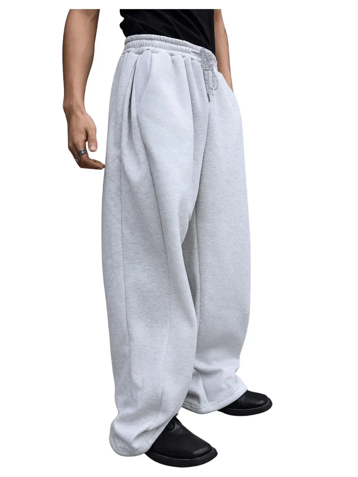 Pantalones de chándal para hombre, Joggers de ajuste recto para deportes y ropa de calle, pantalón informal holgado de gran tamaño con cordón, pantalón largo con múltiples bolsillos para hombre