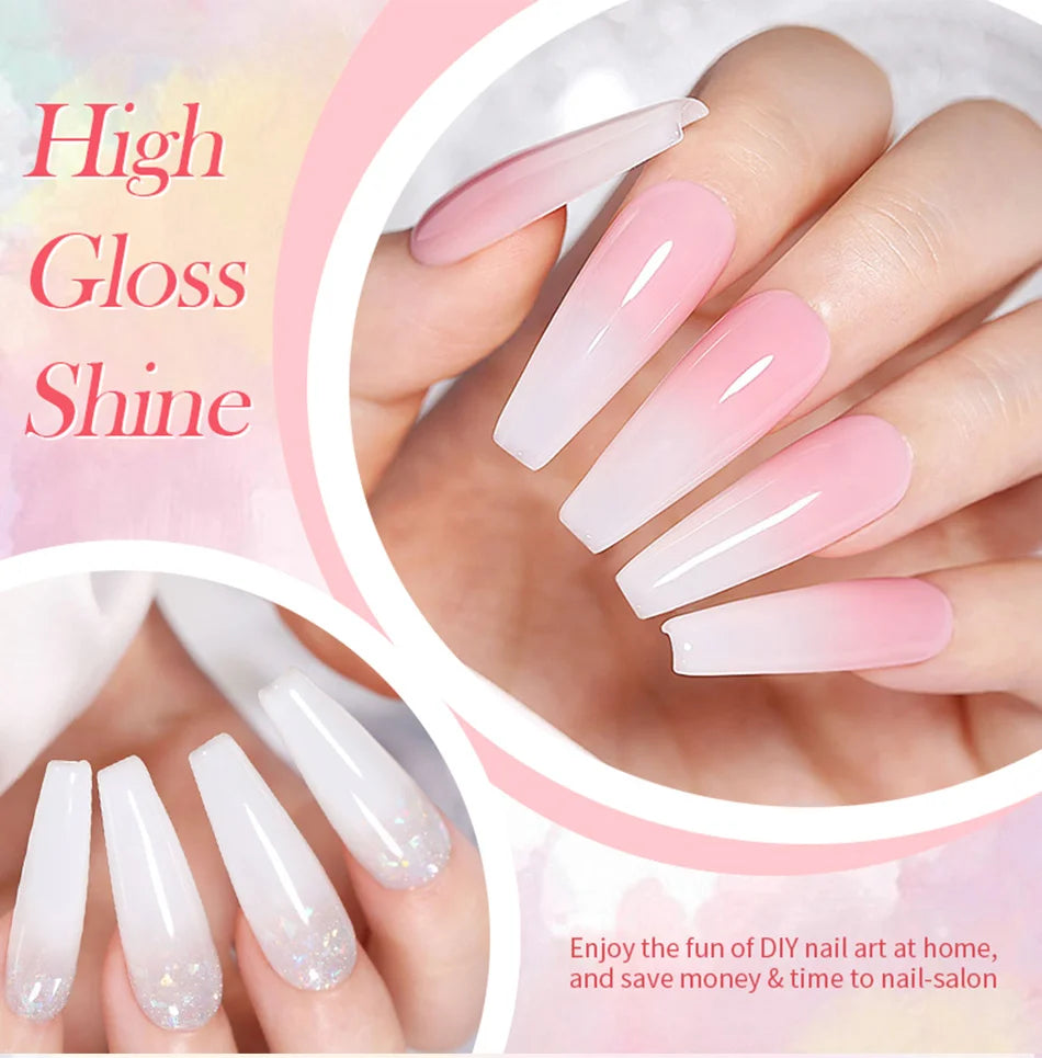 BORN PRETTY-esmalte de uñas en Gel con Base de goma, color rosa lechoso, brillo, barniz semipermanente de 15ml, Gel LED UV autonivelante