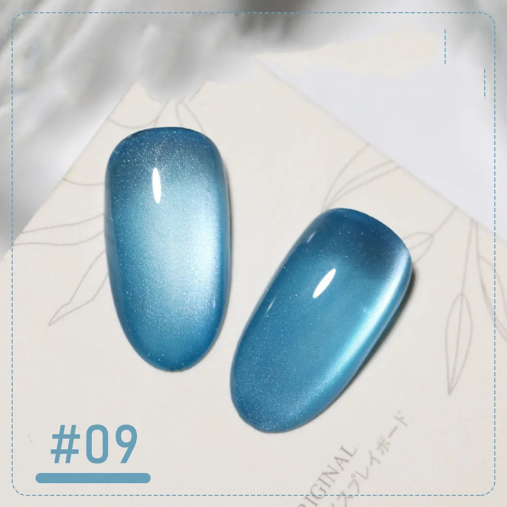 5 g/botella de Gel de ojo de gato para uñas de luz de luna blanca, esmalte de Gel satinado magnético, barniz de manicura de fototerapia con purpurina en remojo de 9 colores