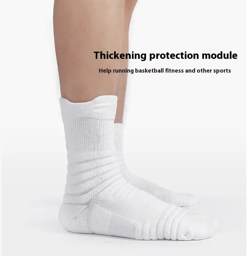 Calcetines deportivos de tubo medio para hombre, bádminton para correr, calcetines para exteriores, calcetines de lana, calcetines de baloncesto antideslizantes y absorbentes del sudor