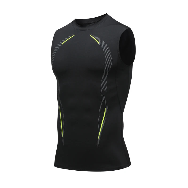 Camiseta de Compresión sin Mangas para Hombre, Ropa Deportiva de Secado Rápido con Estampado, Chaleco Deportivo Masculino para Fitness, Culturismo y Entrenamiento Muscular