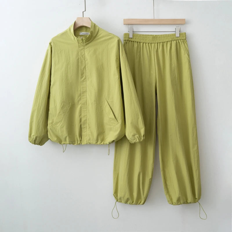 2025 Conjuntos de chaqueta y pantalones de estilo deportivo de otoño para mujer