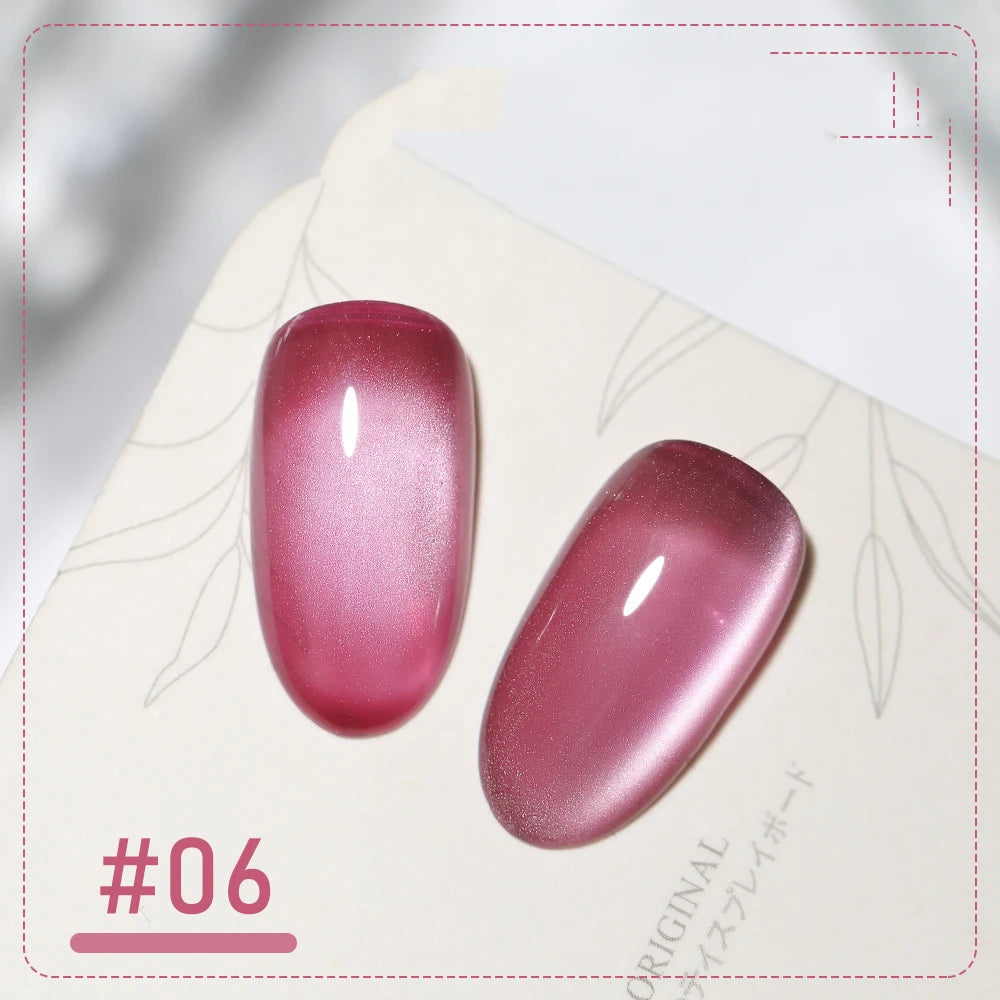 5 g/botella de Gel de ojo de gato para uñas de luz de luna blanca, esmalte de Gel satinado magnético, barniz de manicura de fototerapia con purpurina en remojo de 9 colores