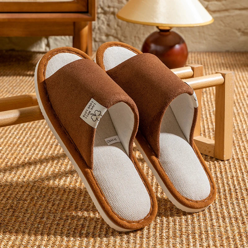 Zapatillas para hombre, zapatillas de casa de interior de suela blanda antideslizantes para primavera y verano, zapatillas cómodas de lino para todas las estaciones