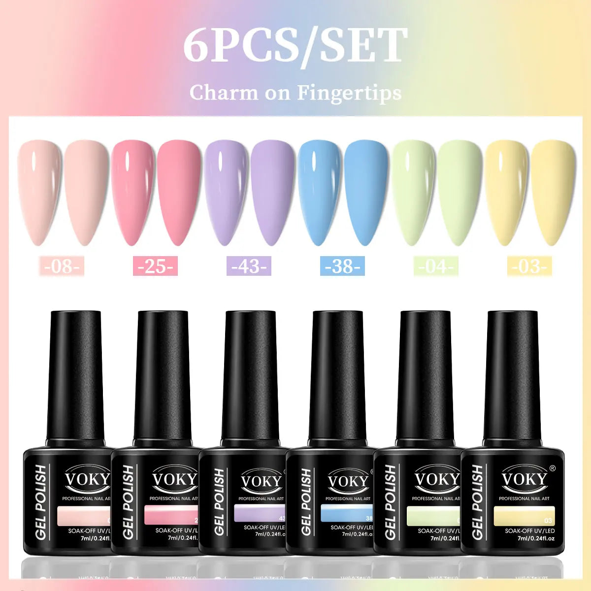VOKY Juego de 6 piezas de gel para uñas, gel para uñas de moda de temporada, el regalo perfecto para que las damas durante los festivales