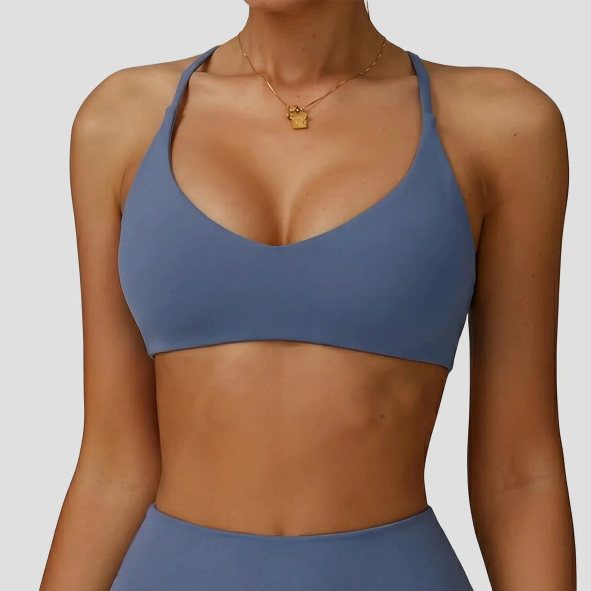 Sujetador deportivo de alto soporte para mujer, ropa interior de gimnasio, top corto push-up con espalda cruzada para yoga, running, entrenamiento, fitness, pilates, color liso