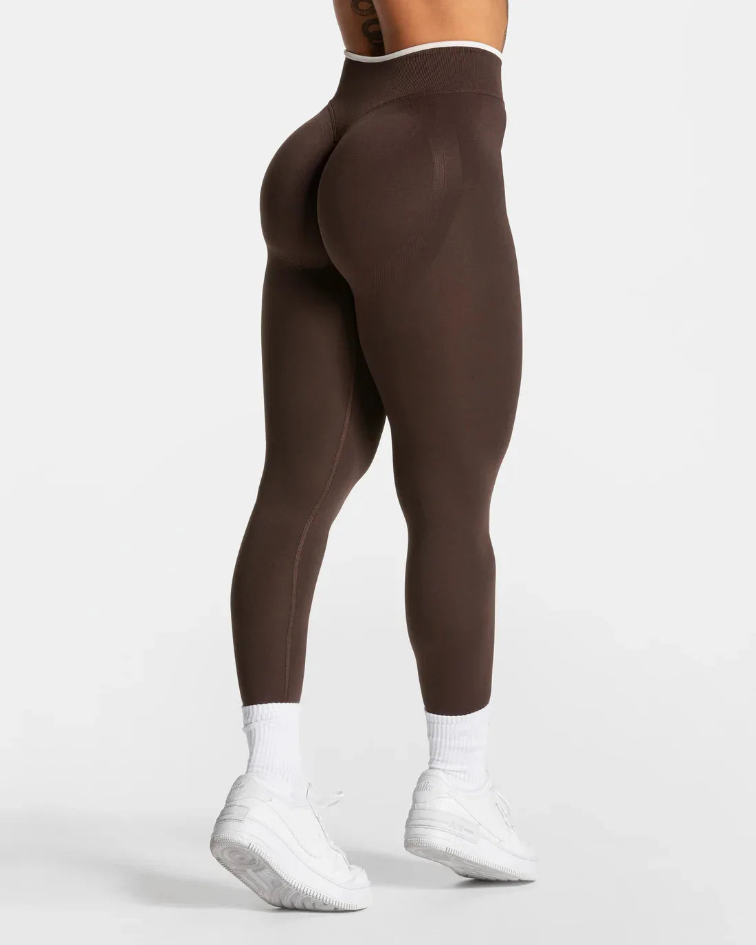 Nuevos leggings de yoga para mujer con bloques de color, mallas sin costuras de punto, cintura alta, efecto levantacola, para gimnasio y entrenamiento, con borde blanco, leggings deportivos.