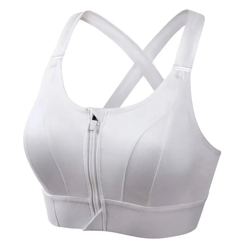 Sujetadores deportivos para mujer, cremallera frontal, correa ajustable, elástico a prueba de golpes, sujetador atlético para Fitness, Top corto ajustado para Yoga
