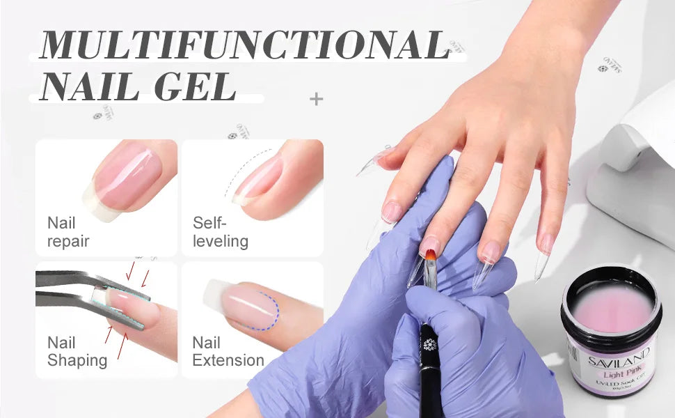 Saviland-esmalte de Gel para uñas, Gel multifuncional para extensión de uñas, UV, para salón de belleza, 100g