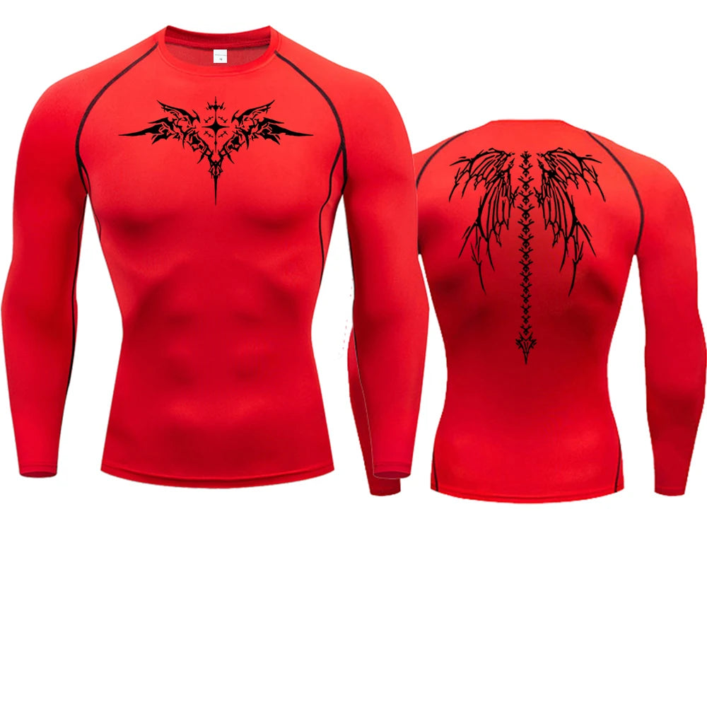 Camiseta de compresión con estampado de Anime para hombre, camiseta para correr, ropa deportiva de secado rápido para gimnasio, camisetas transpirables de manga corta