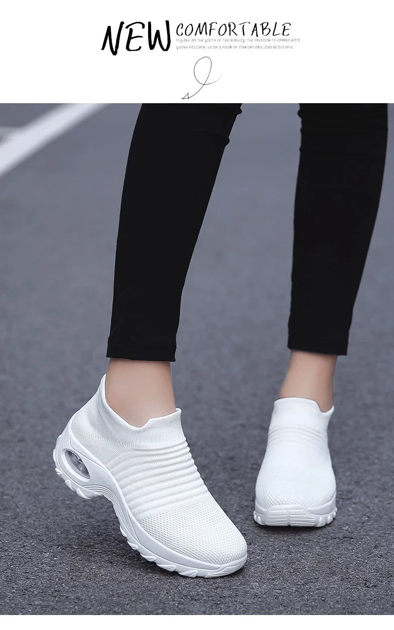 Zapatillas de deporte para mujer, moda de verano, zapatos deportivos informales negros, malla transpirable, ligero, cojín de aire, calzado antideslizante para correr